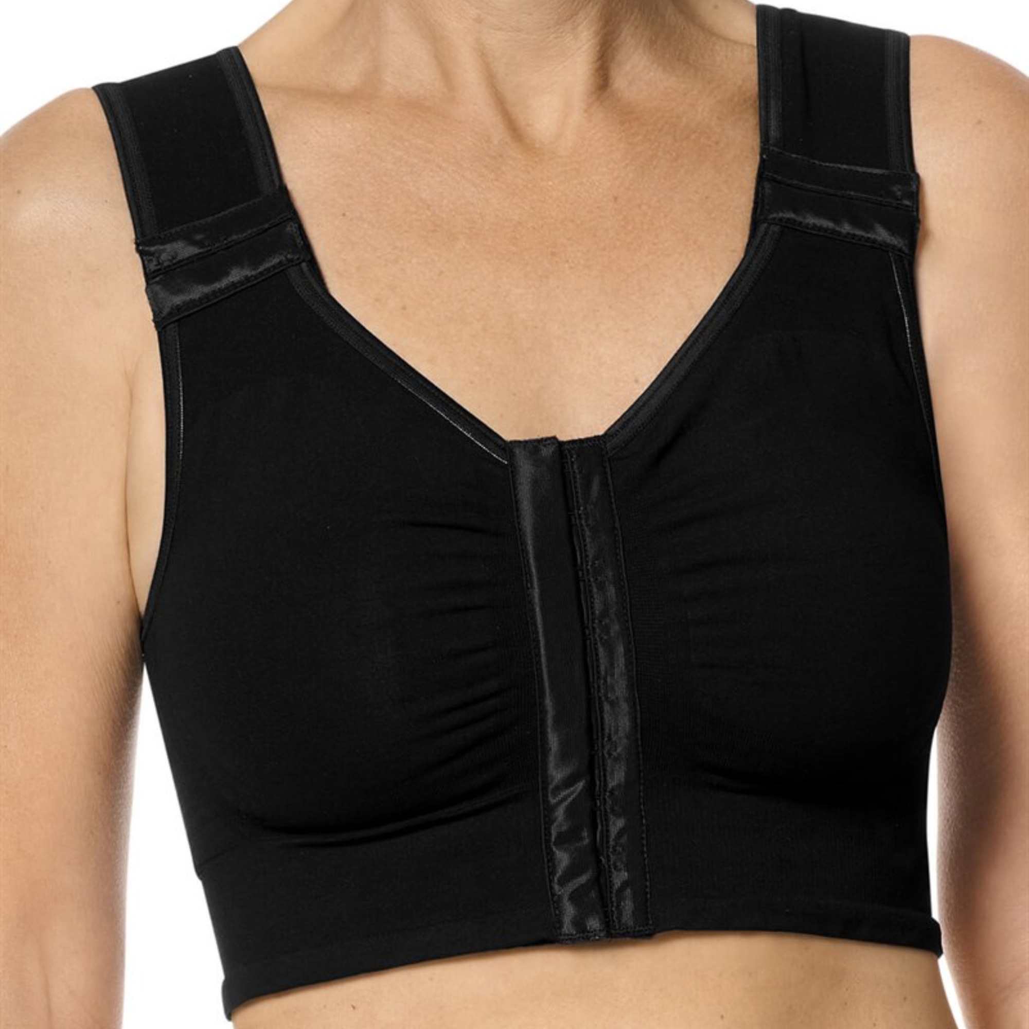 Lymph Flow Long soutien-gorge sans armatures et ouverture à l'avant - noir