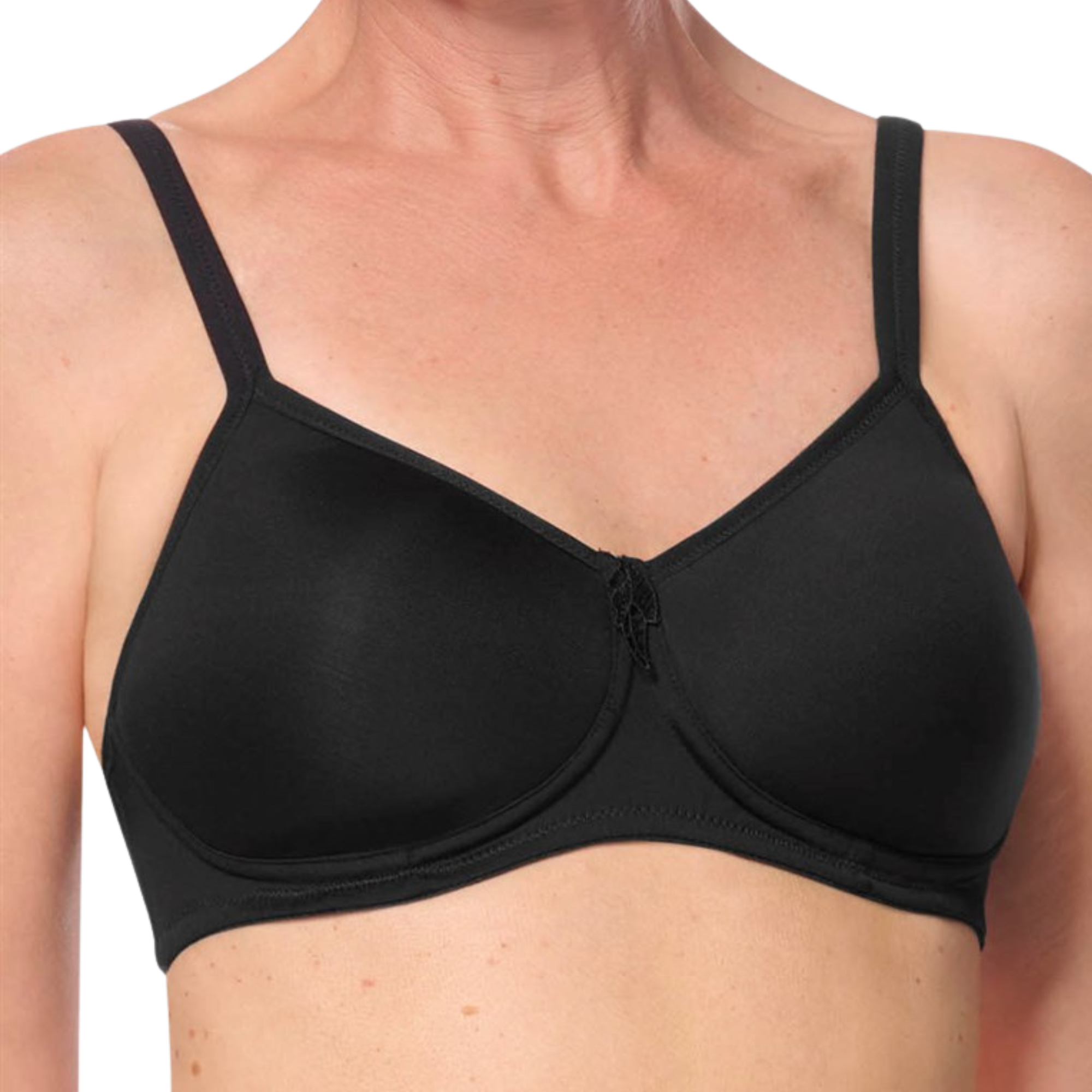 LARA- soutien-gorge paddé en satin sans armatures noir