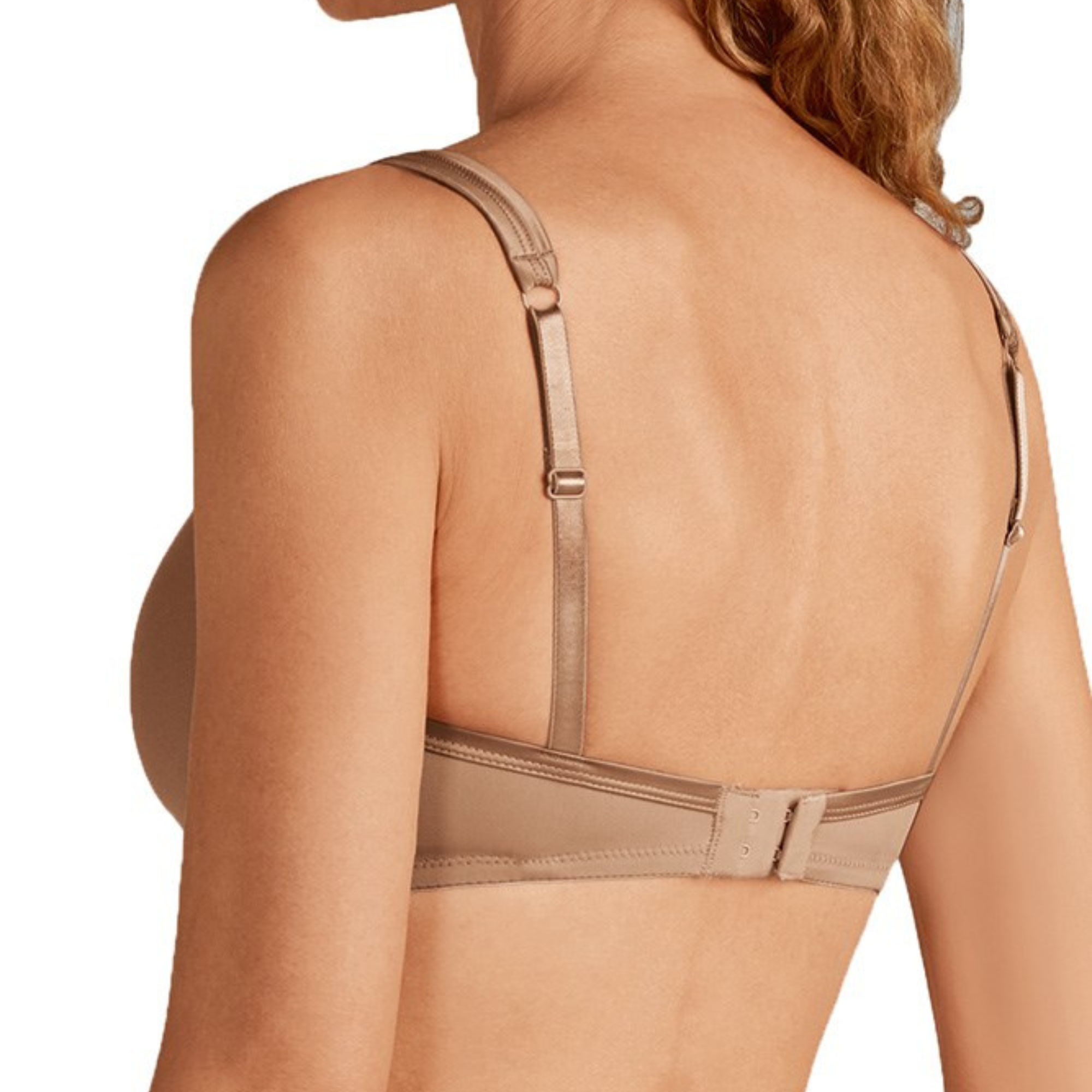LARA- soutien-gorge paddé en satin sans armatures sable